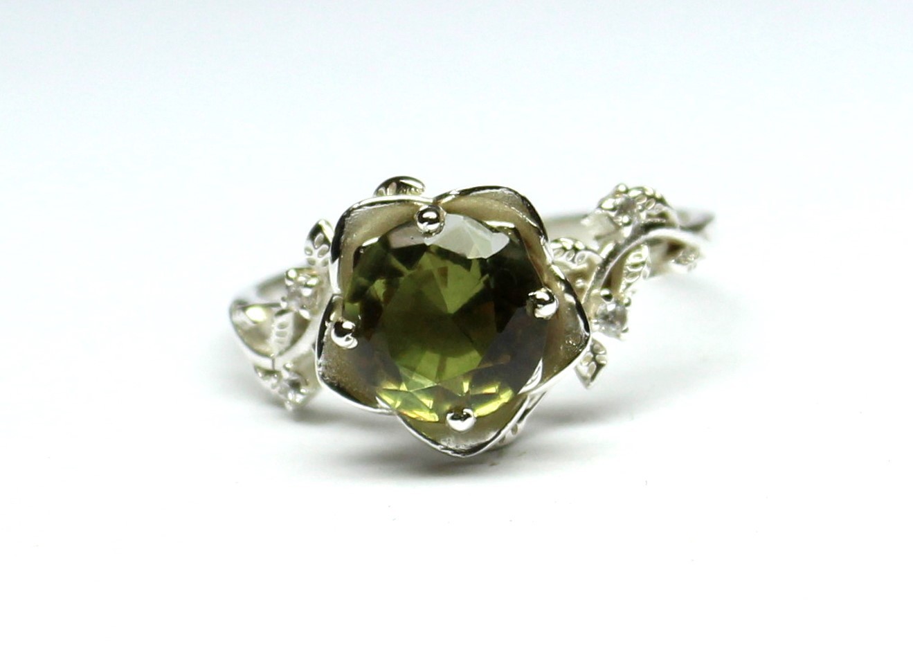 Genuinely 4 Color Change Zultanite Ring, Alexandrite Sterling Silver Flower Ring