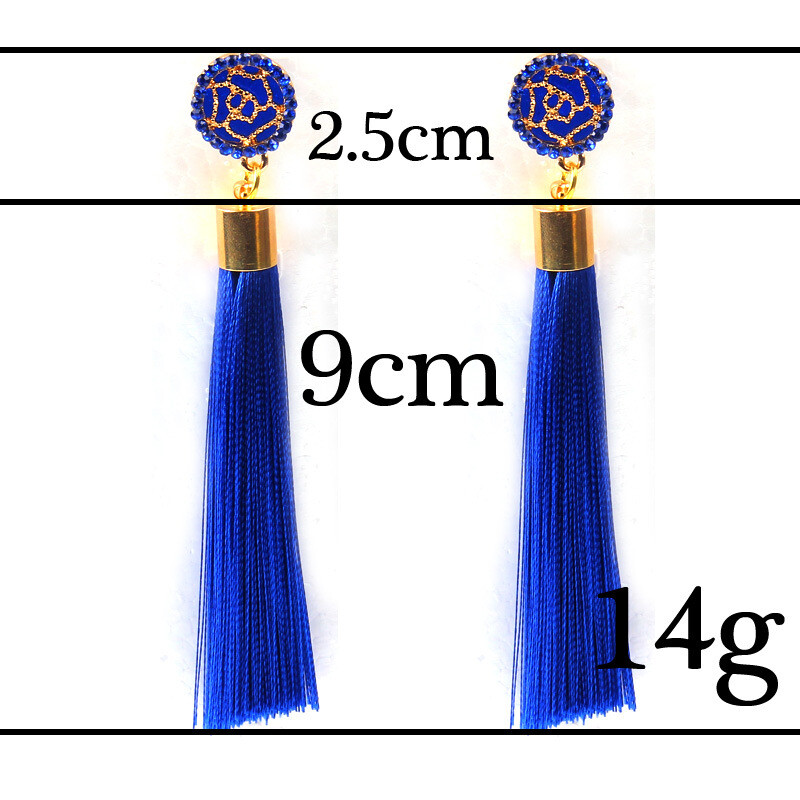 Rose Flower Long Tassel Earrings Red/Yellow/Black-Gray/Green
