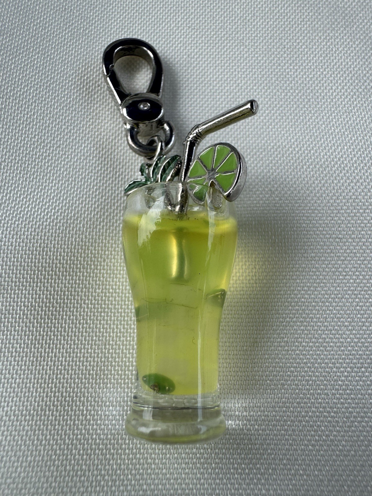 Juicy Couture Charm Lime Mojito Cocktail Glass With Straw Mint Silver Tone Clip