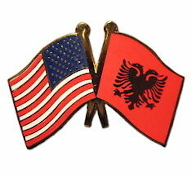 🇦🇱/ 🇺🇸 Albania Friendship with USA Flag Lapel Badge Pin