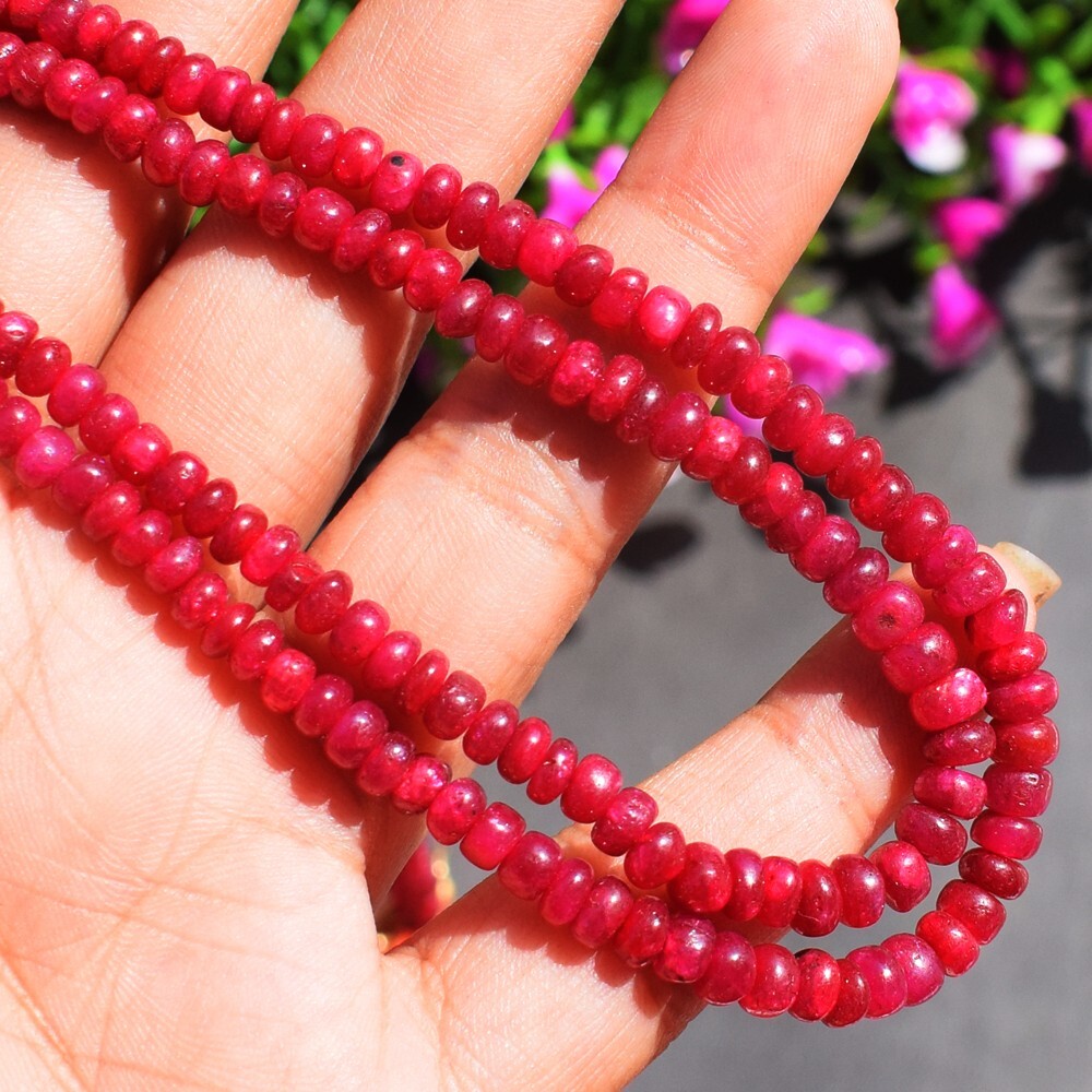Most Beautiful 218 Cts Natural Red Ruby Round Shape Beaded Necklace SK 13E467