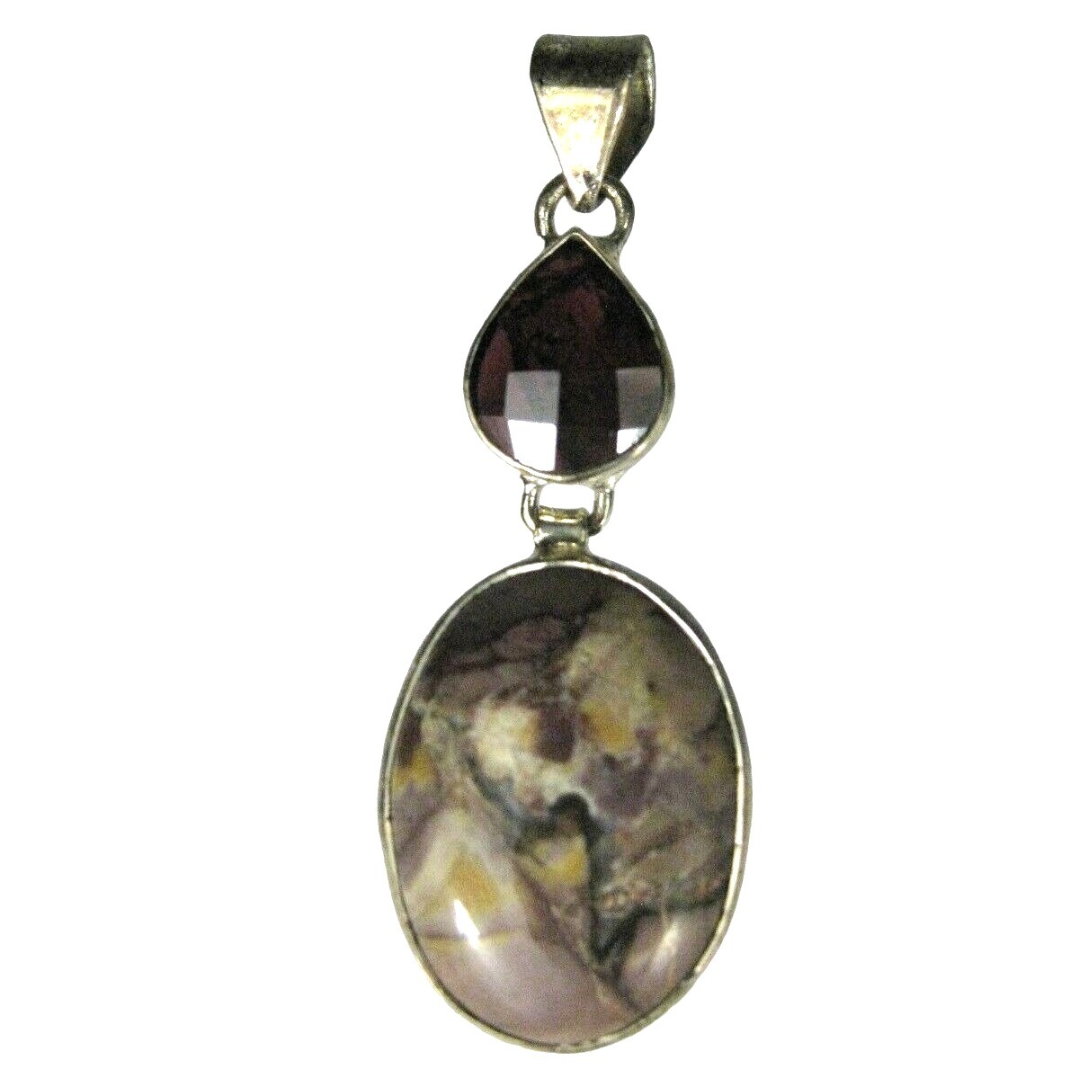 Agate Stone Pendant ONLY Sterling Silver 925 Red Pink 2 Inch Jewelry Dangle