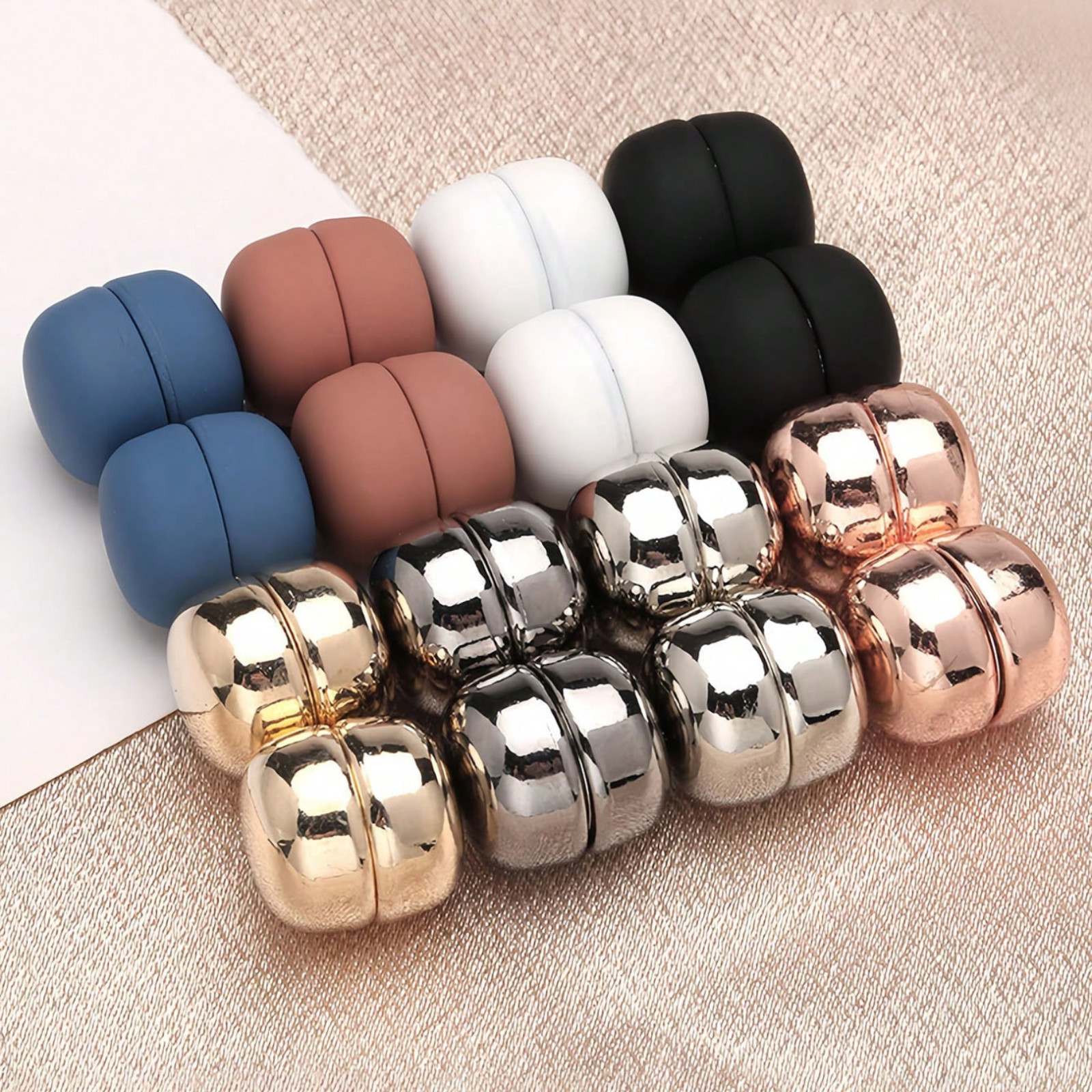 2/8pair Brooches Magnetic Classic Round Shiny Matt Stable Scarf Clips Hijab Pin