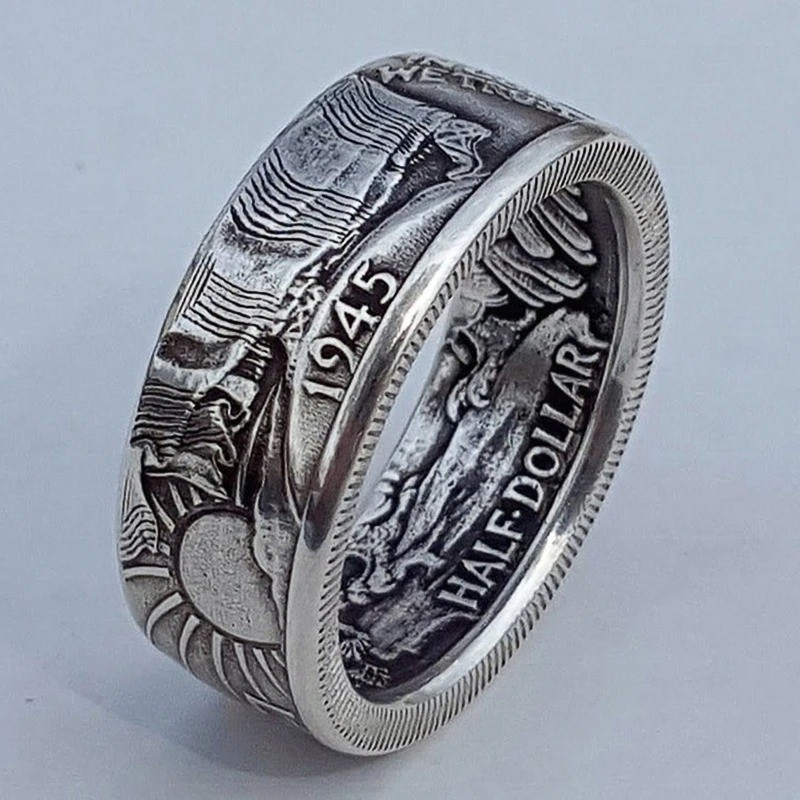 Silver Dollar Coin Ring Handmade Crafted Rare Silver Morgan Men Rings – Free USA