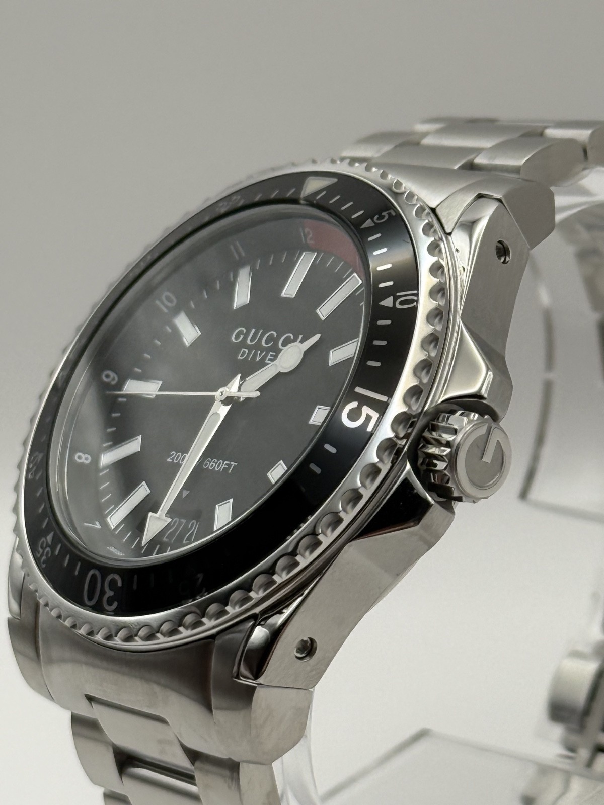 ​GUCCI Dive YA136212 Black Stainless Steel Men’s Watch 45MM – Brand New