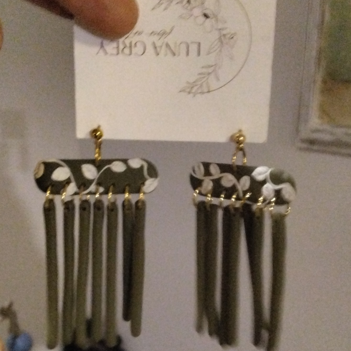 Luna Grey Gray Metal Dangle/Drop Earrings Hook Closure, No Stone