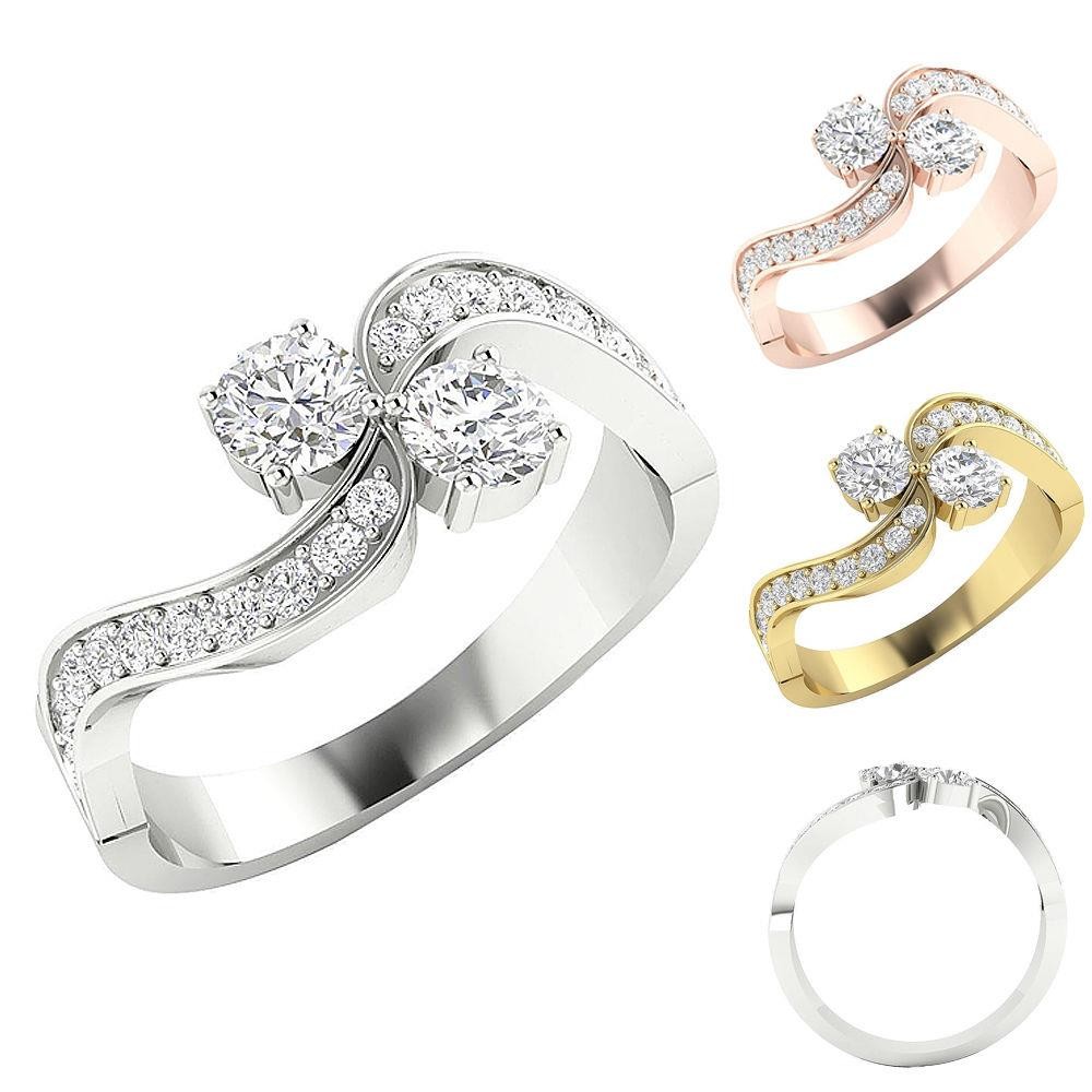 Forever Us Two Stone Lab Grown Diamond Solitaire Ring VS F 0.90Ct 14K Rose Gold