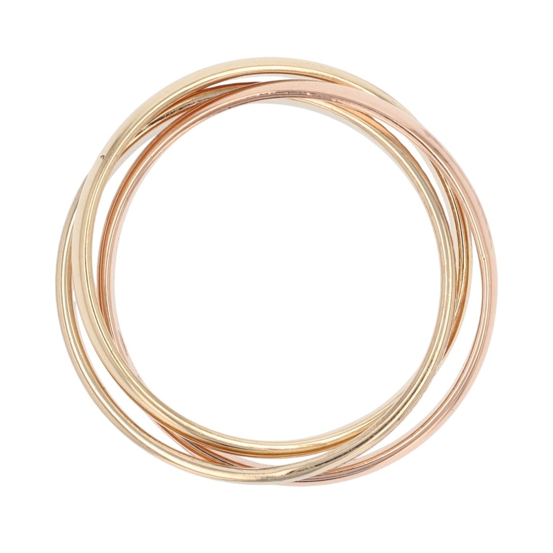 5.3mm Interlocking Multiple Bands 14k Multi-Tone Gold Italy 4.38 Grams Size 8
