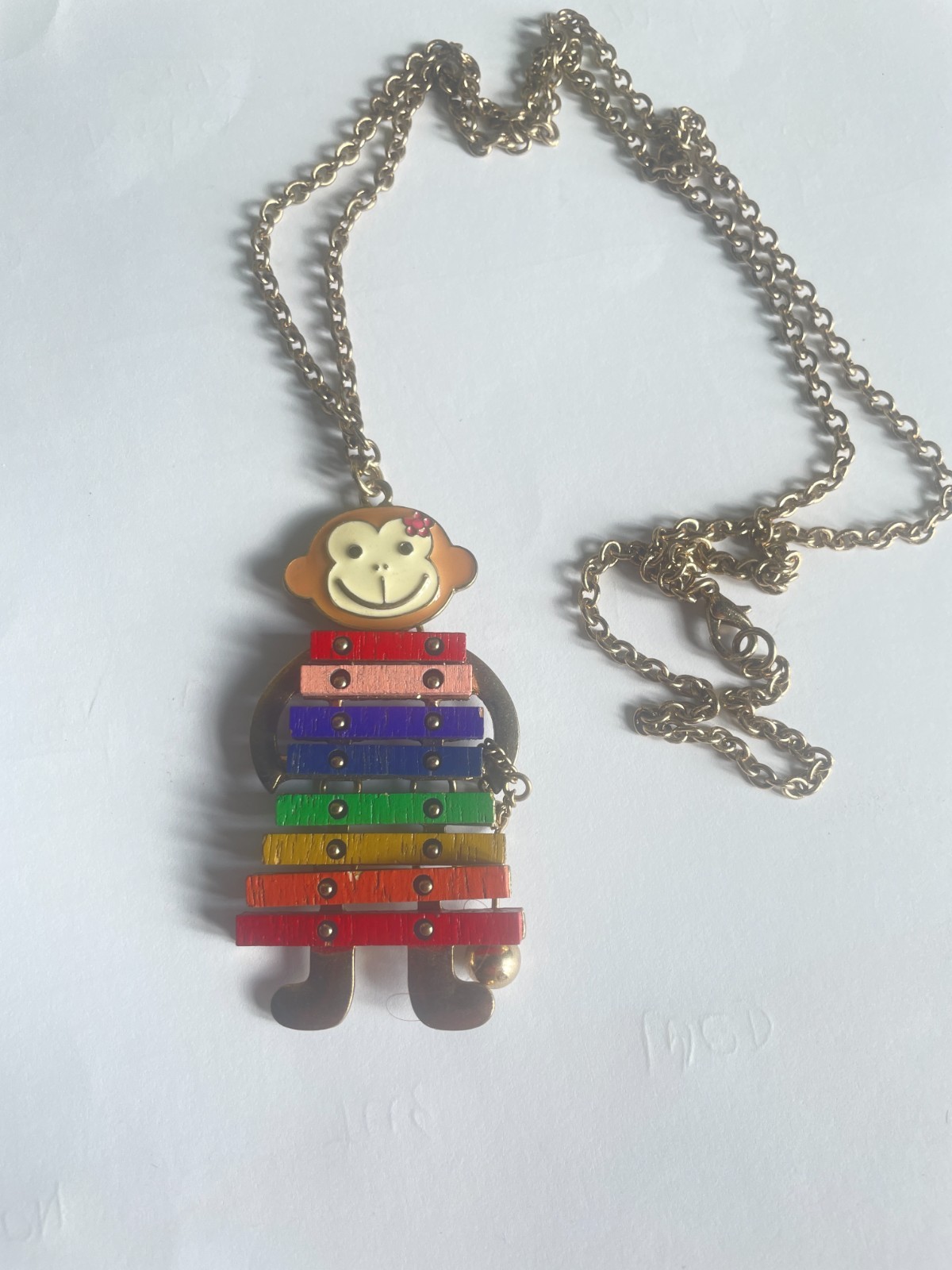 RARE Vintage Monkey Necklace Articulated Jointed Moveable Parts Xylophone
