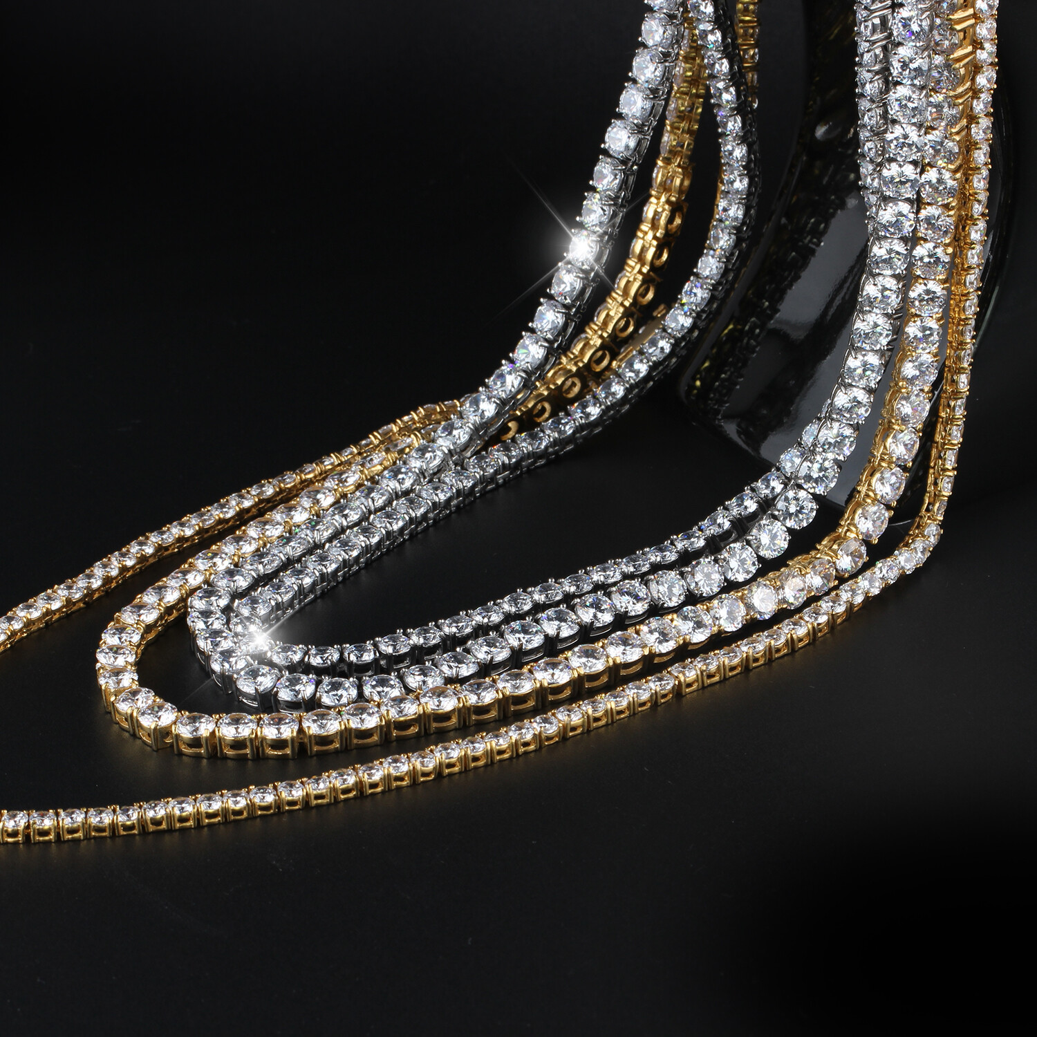 Mens Tennis Chain Necklace 100% Stainless Steel Cubic Zirconia Chain Bracelet