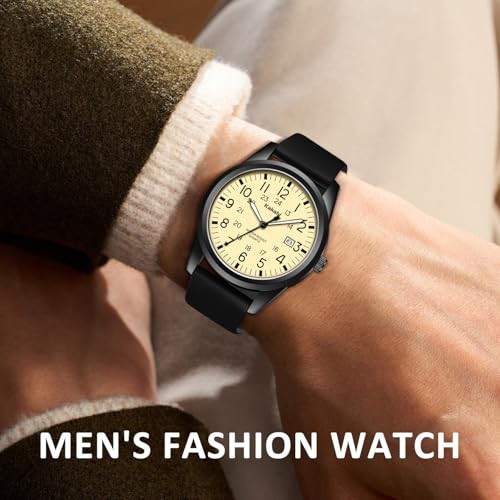 Men’s Easy to Read Watch, Unisex Military Sport Analog Quartz Casual 03-Apricot
