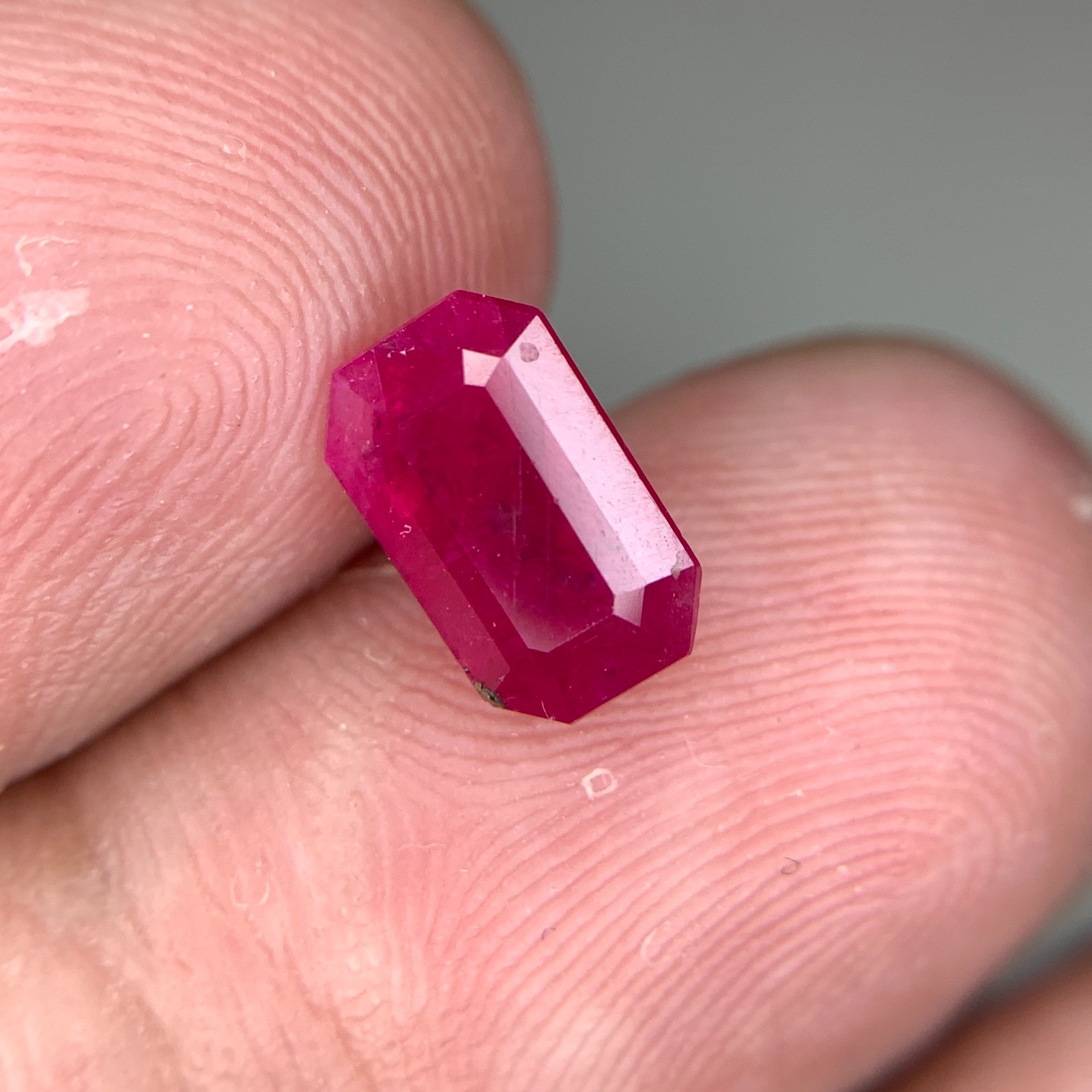 Natural Red Ruby Gemstone 2.56 Carat from Afghanistan Faceted Emerald Cut Loose