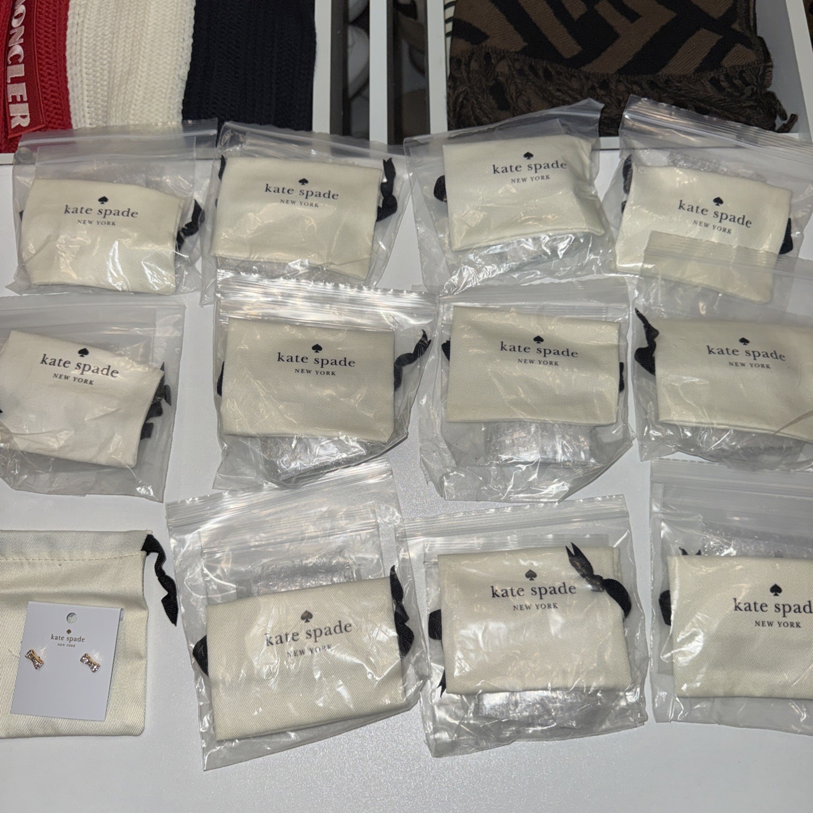 Kate Spade Pave Bow Stud Earrings Wholesale Lot 12 Pair Retail Ready $39 MSRP