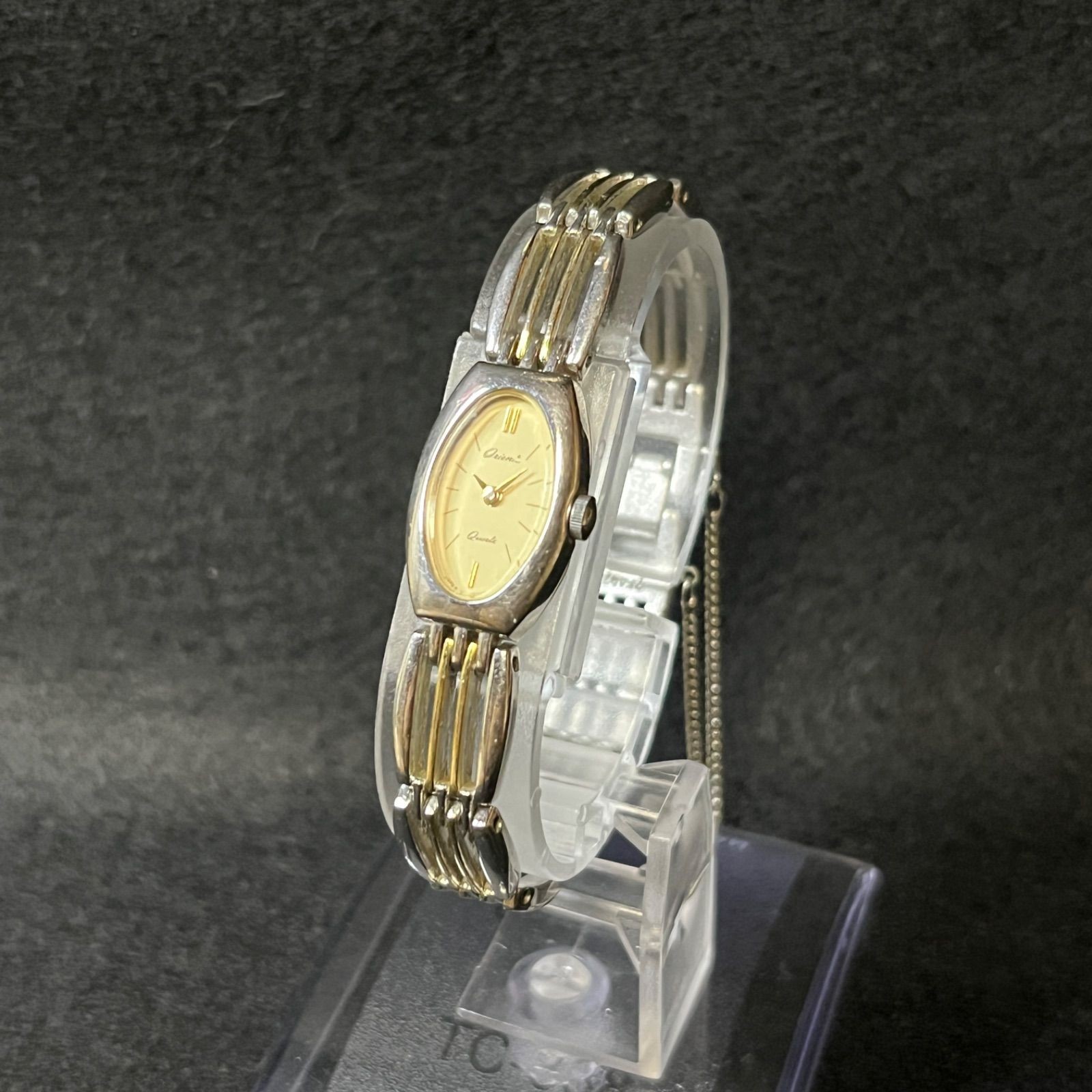 Working Orient Pop QZ Oval Gold Dial Women’s Watch J90122X 30 B2