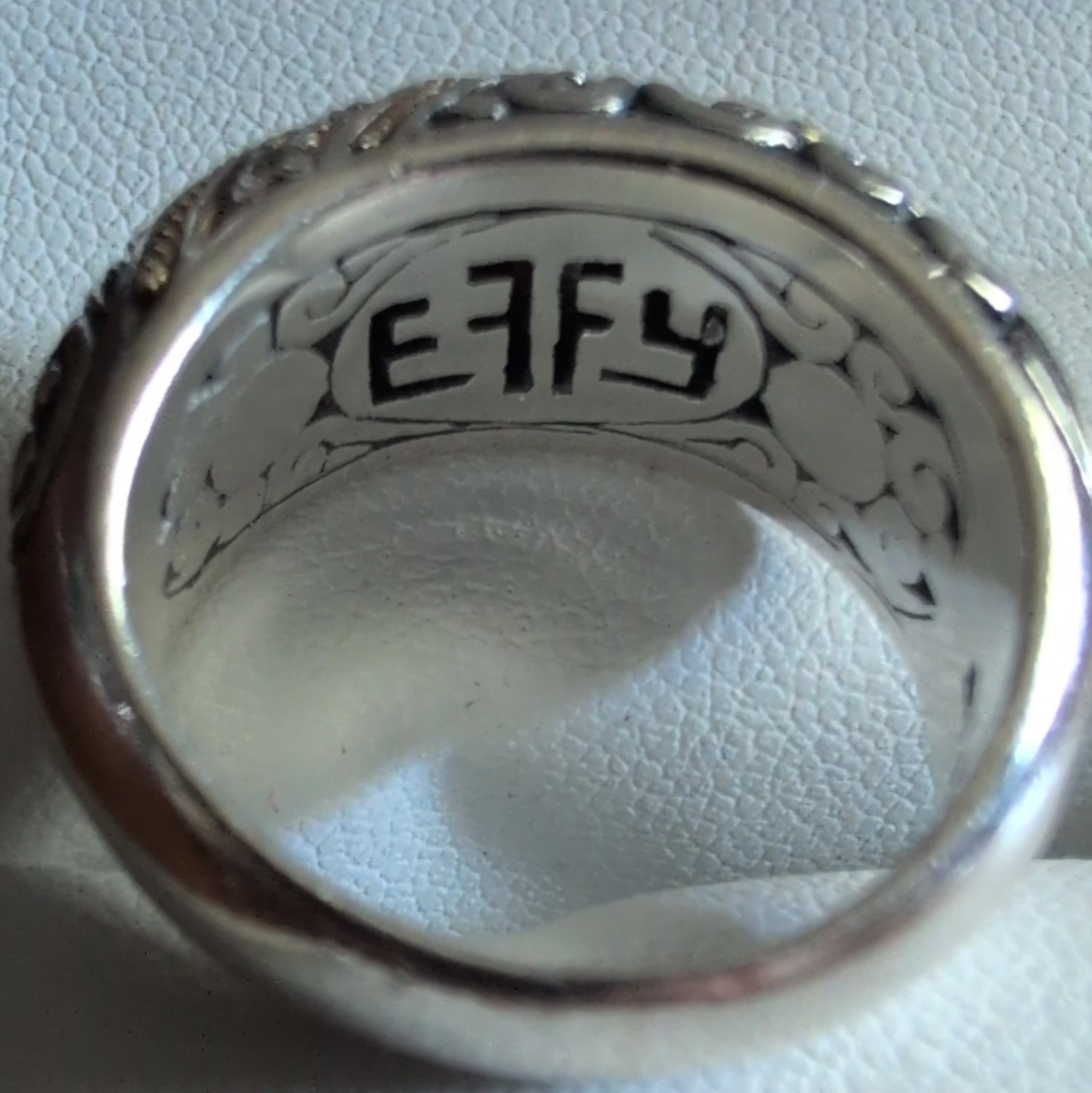 Effy Sterling Silver With 18 K Gold & Diamond Accents Band Ring, Size 7