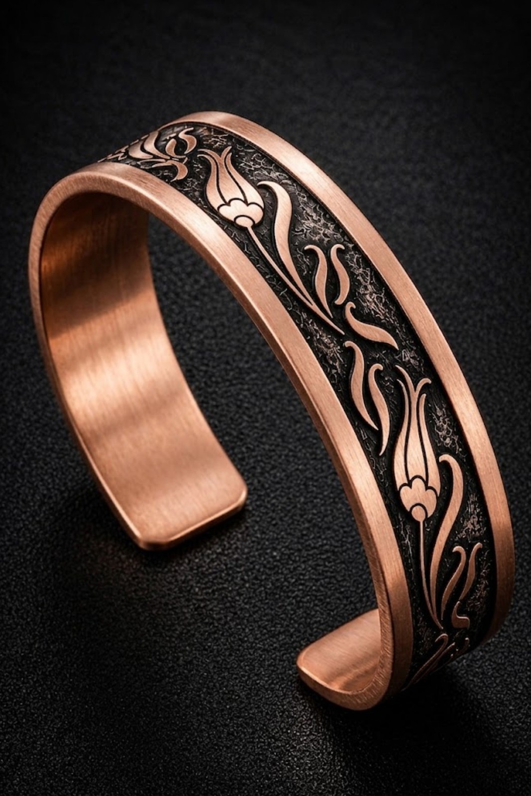 Women’s Lale Patterned Copper Bracelet Lazer Kaz�mal� Authentic ��lemeli