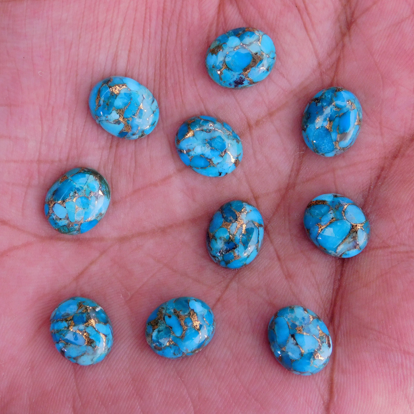 Natural Blue Copper Turquoise Oval 4×6 to 18×25 mm Cabochon Loose Gemstone Lot
