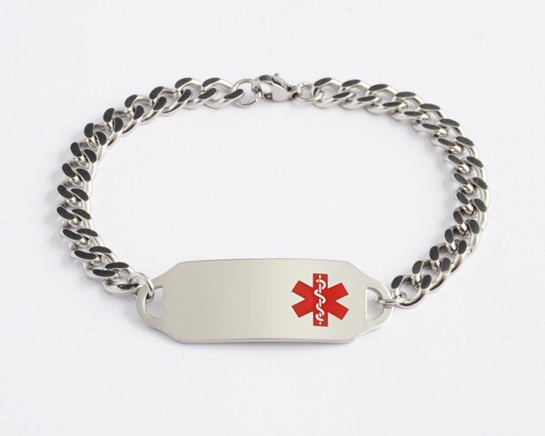 Medical Alert ID Bracelet -FREE ID Wallet Card,Engraving -Men’s Women’s USA