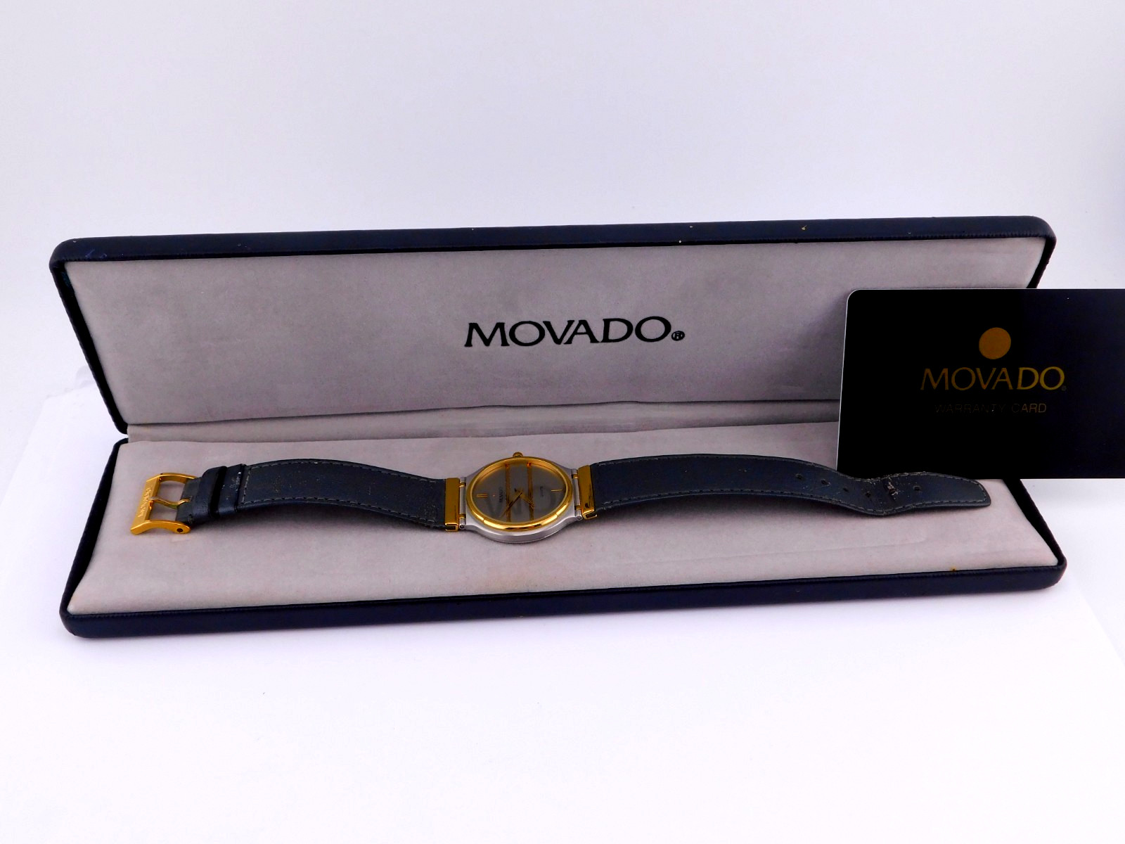 MOVADO 87-33-871 TWO-TONE 18K GP 5J SWISS QUARTZ MENS WRISTWATCH RARE W/BOX