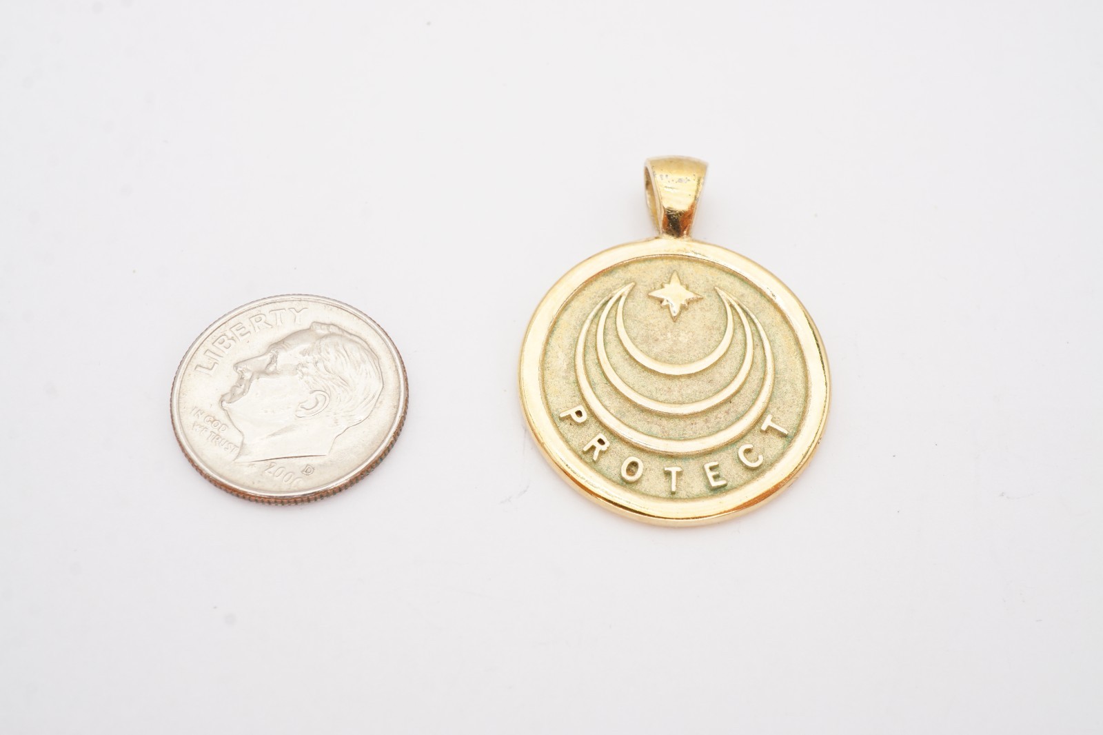 Jane Win Gold Plated Sterling Silver 925 Protect Pendant Inspirational