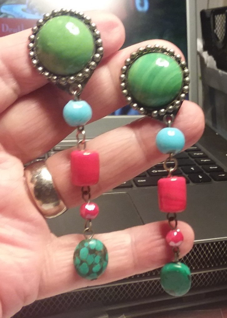 3.25″ Colorful Glass & Stone Clip On Earrings 01-01-2026