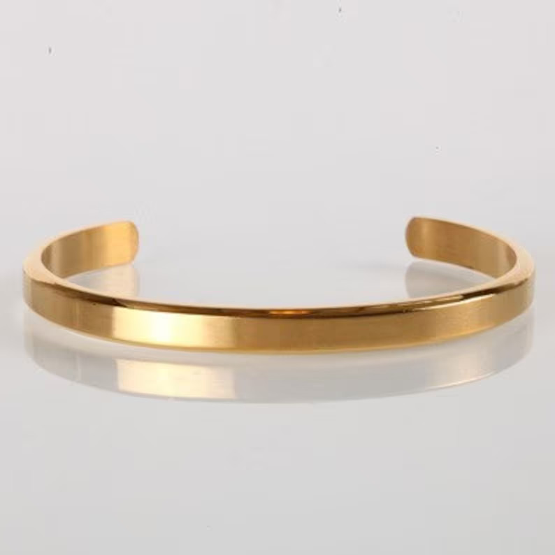 Men’s 14K Yellow Gold Plated Cuff Bangle Bracelet Dimensions: Width 6mm