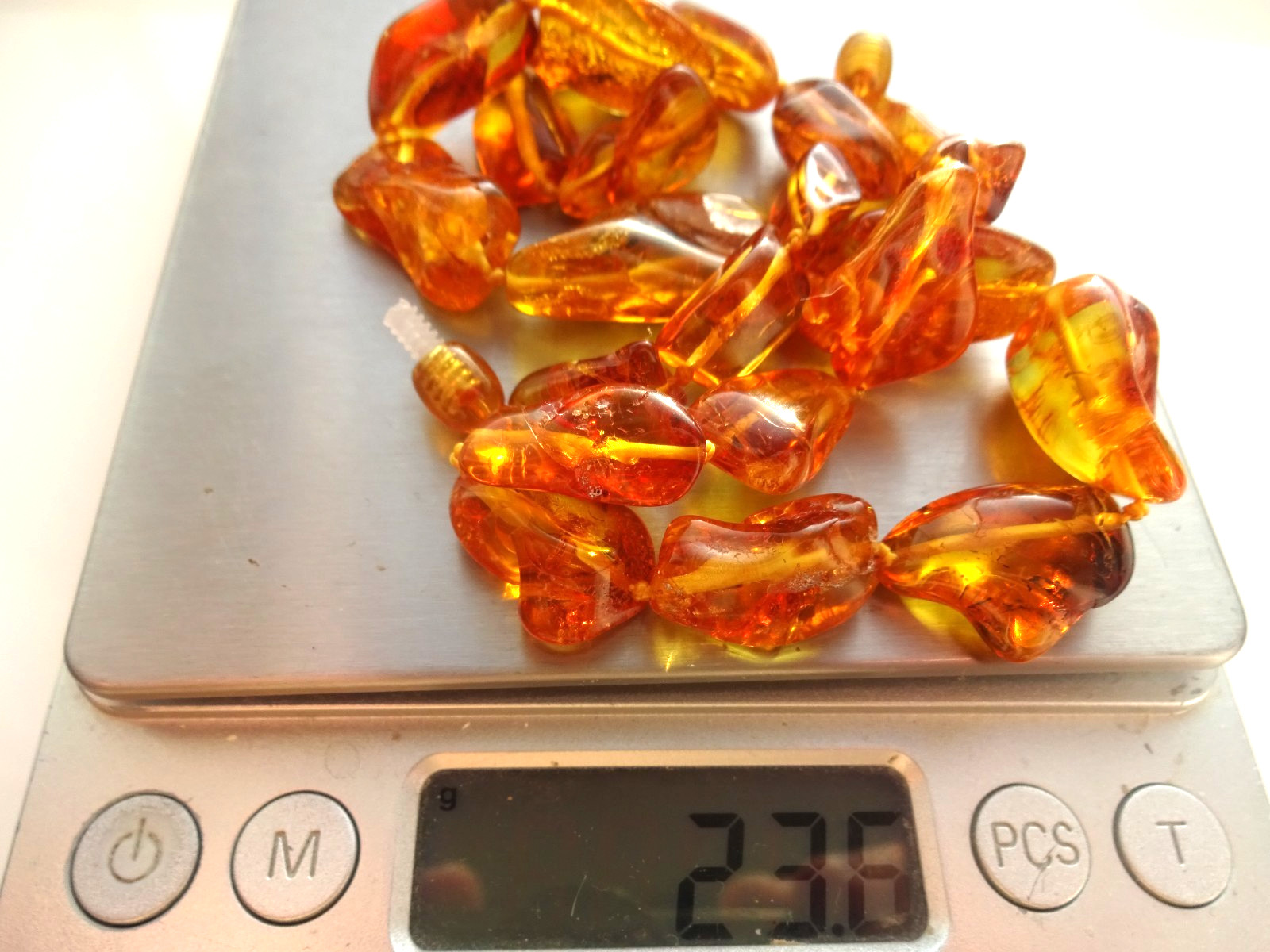 Natural Amber Bead Necklace – Baltic Style – Honey Color 17.7” 45cm