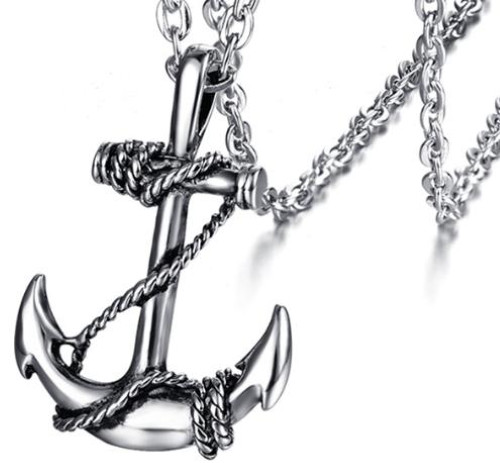 Mens Nautical Anchor Pendant for Necklace Chains Silver Coated Stainless Steel D