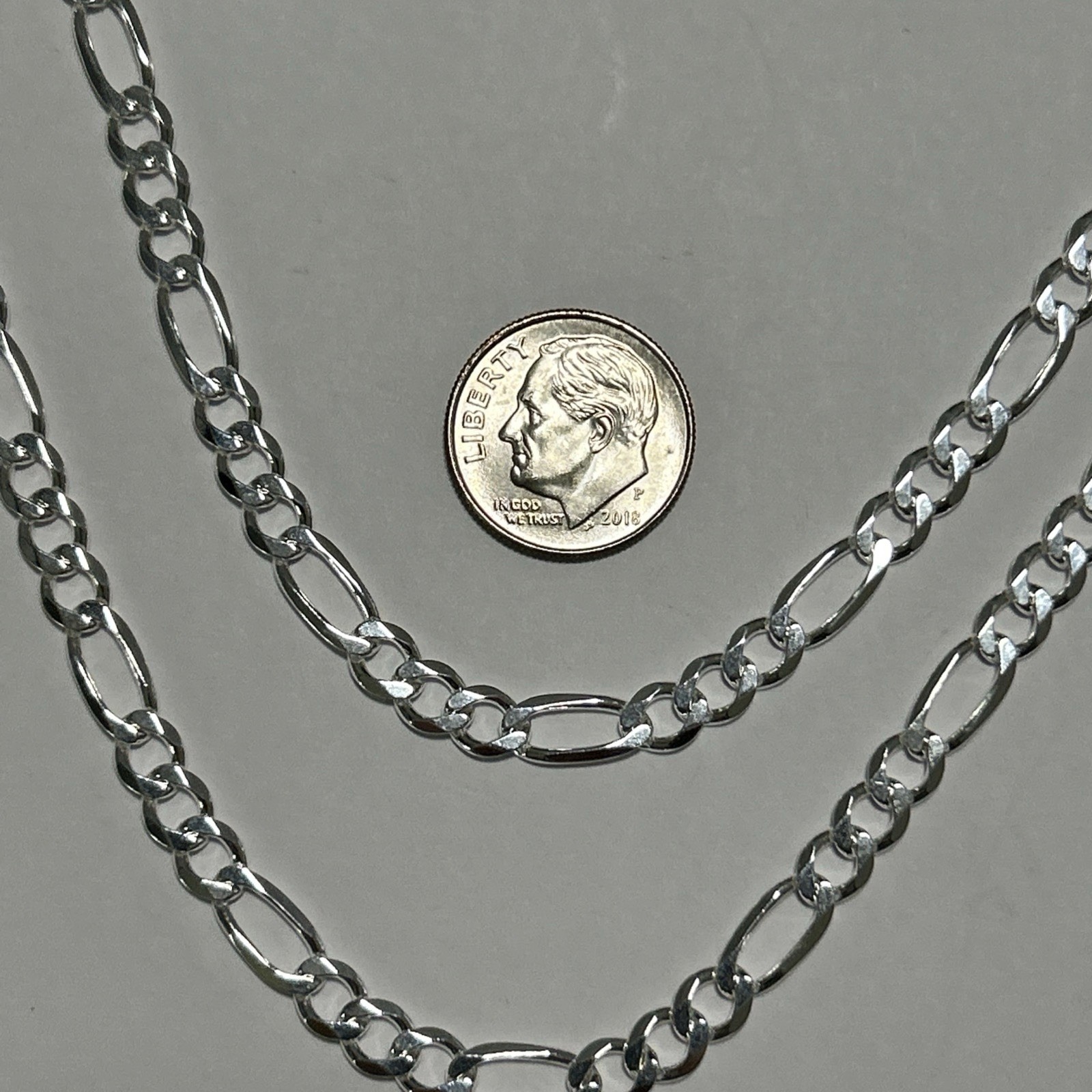 925 Sterling Silver Figaro Chain 5mm Necklace Italy 28” Long 19.6grams SOLID NEW