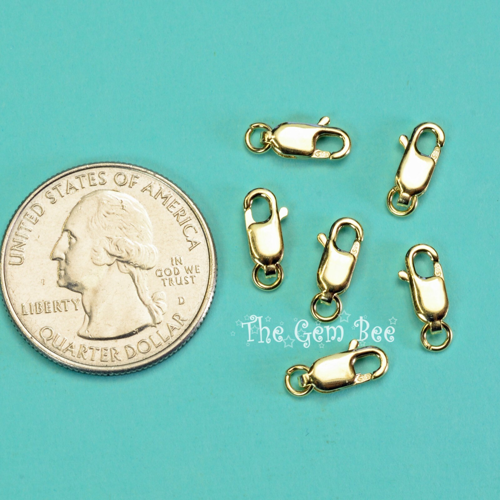 5MMx10.3mm 14k Solid Yellow Gold Lobster Clasp With Open Jump Ring