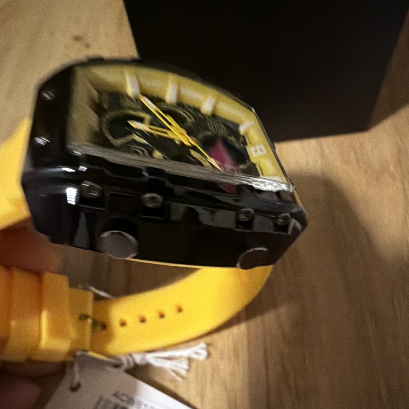 Activa Quartz Tonneau Multi-Dial Watch Yellow Rubber Strap 44-47.9mm 50m