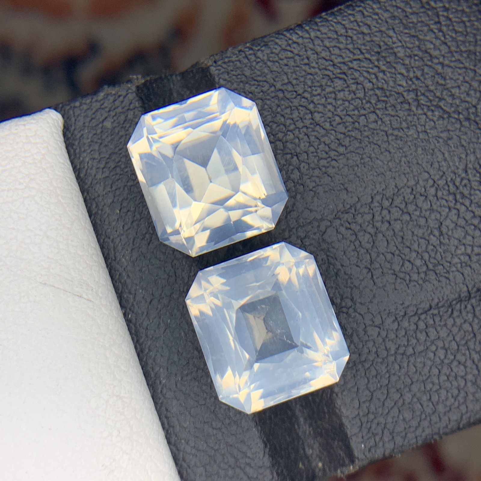 Natural Moon Quartz Pair 11.71 Ct Emerald Cut White Quartz Loose Gemstones