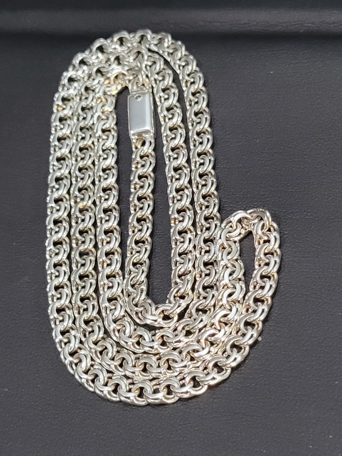 925 sterling silver Chino Link 22″ mm Chain box Lock 24.0g Solid Cadena
