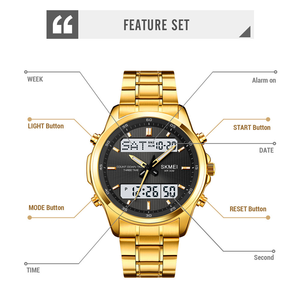 NEW Men Quartz Watch Silver Steel Digital Wristwatch Male Sport LED Watch Gifts