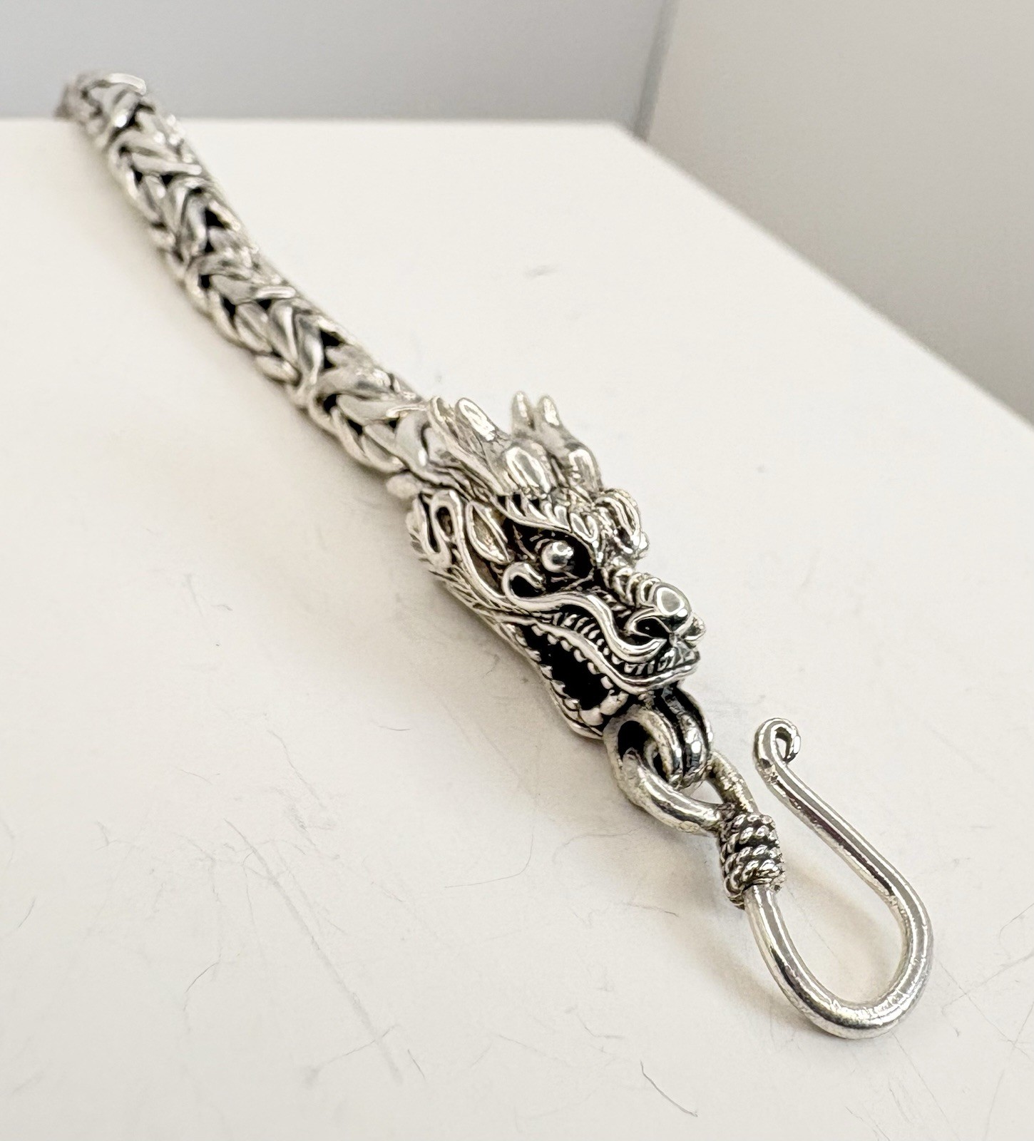 Dragon Head Borobudur Bracelet Sterling Silver 30.10g 7.25in Bali Legacy