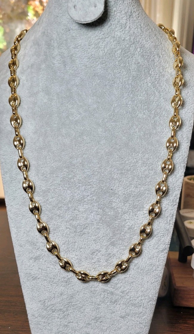 14k Gold Heavy Plated Stainless Steel Mariner Chain, 8mm, 23.5″, 55gms, Stamped