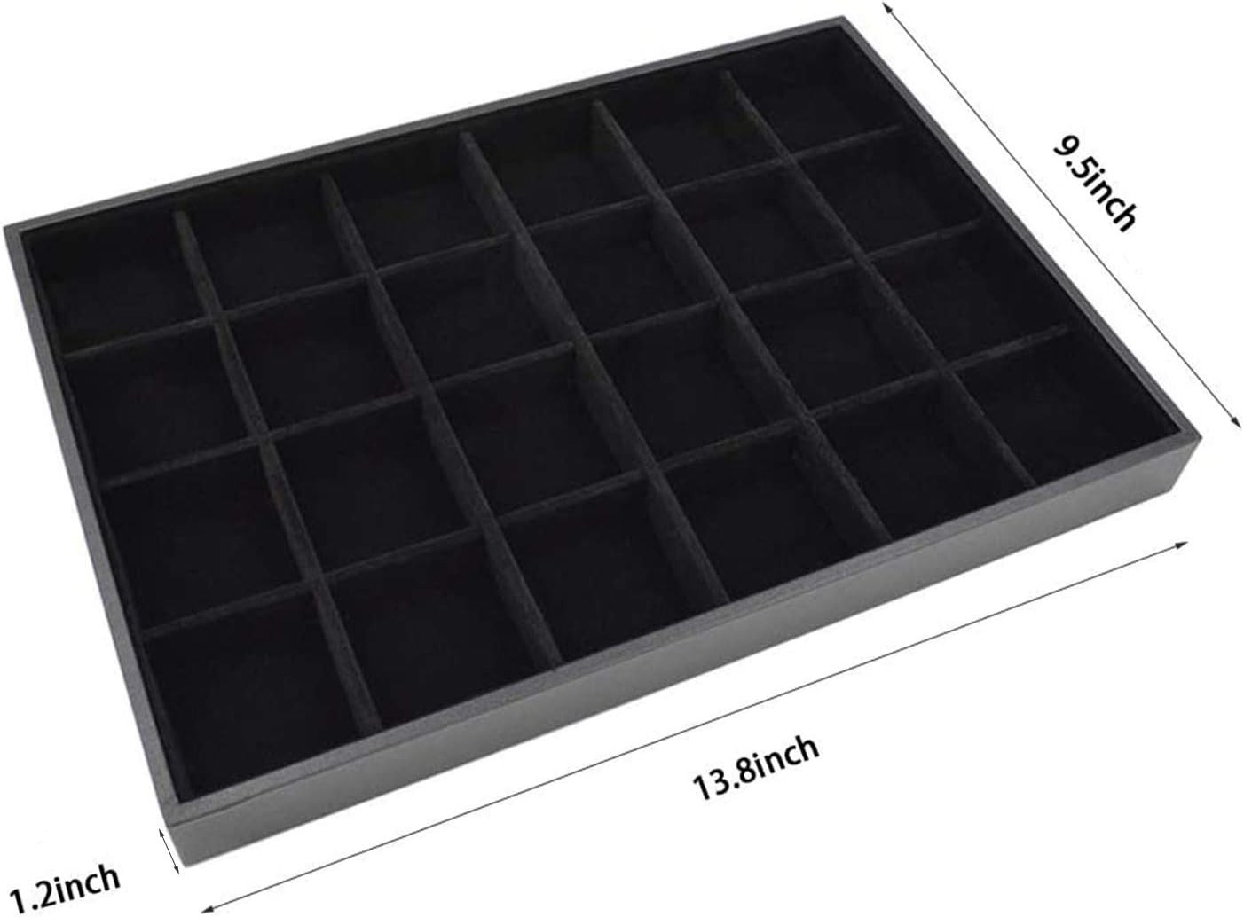 Black Velvet Stackable 24 Grid Jewelry Tray Showcase Display Organizer Holder Di