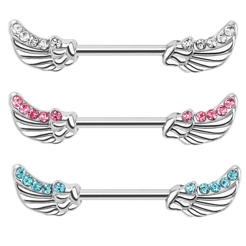 2pcs 14G Nipple Rings Tongue Rings Surgical Steel Straight Barbell CZ Piercing