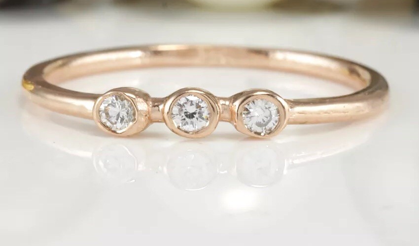 .09 Carat Natural DIAMONDS in 14K Solid Rose Gold Women Ring