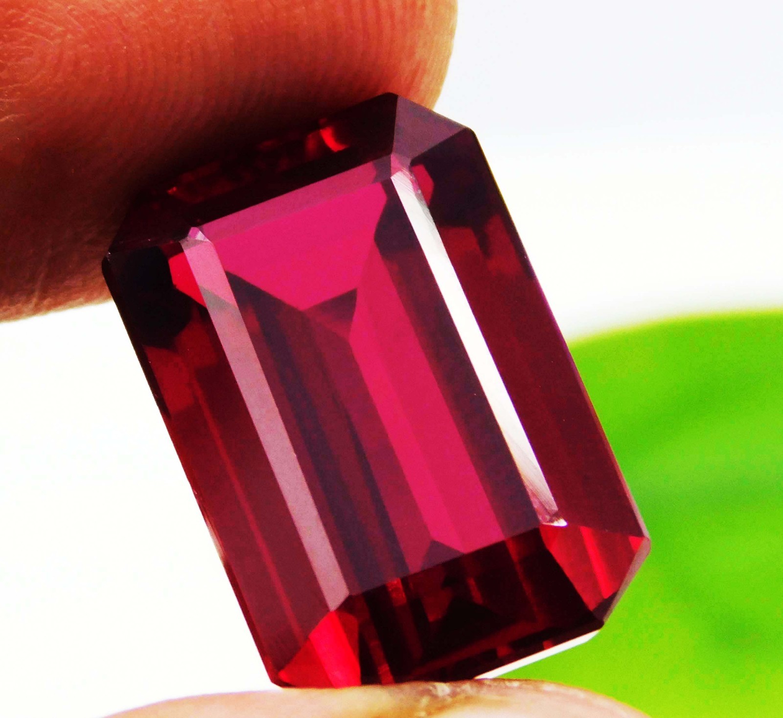 20.00Ct Natural Red Ruby Certified Madagascar Emerald Cut Loose Gemstone