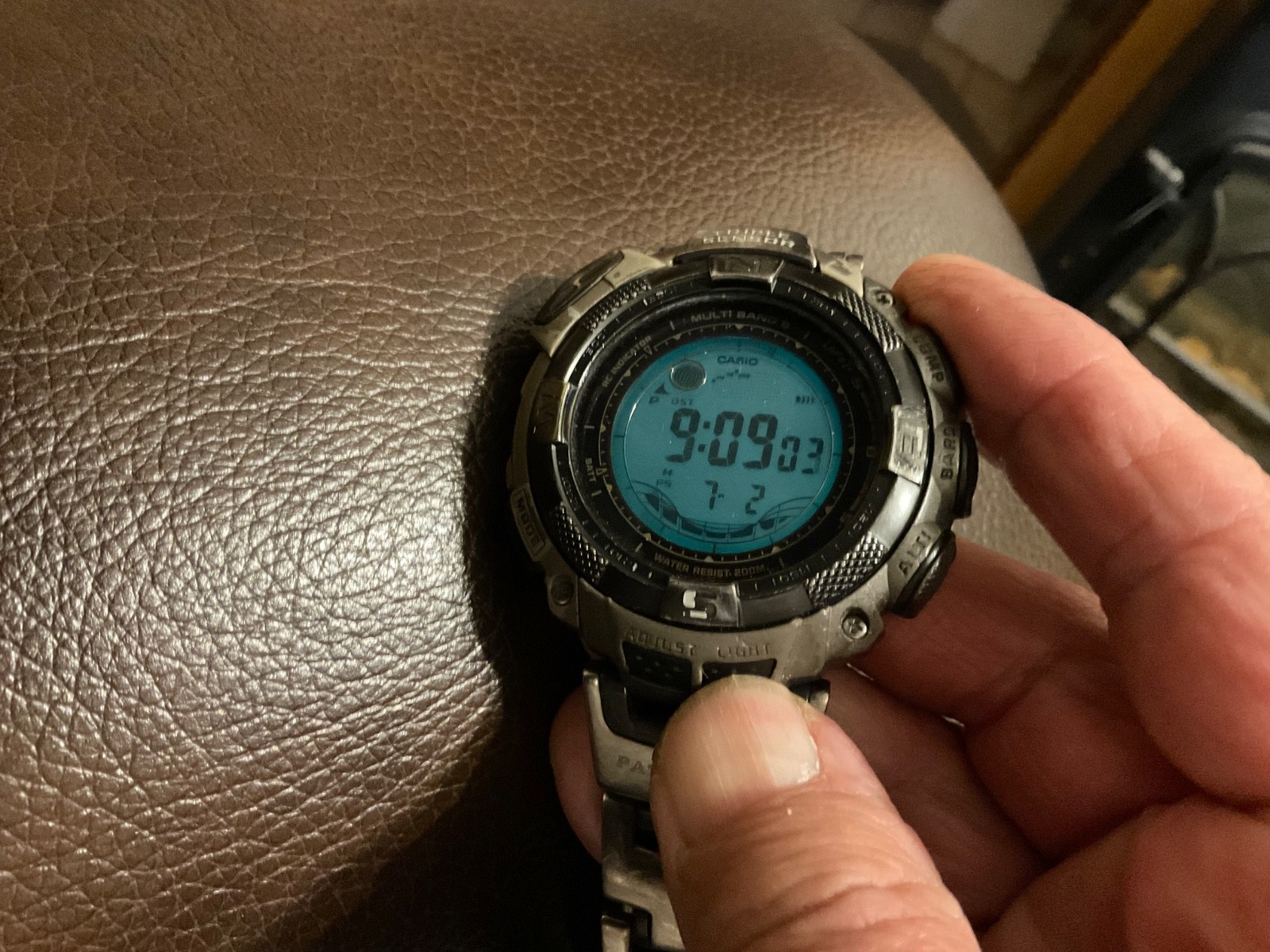 Casio Pathfinder PAW-1500T Solar Muti-Band, Triple Sensor, Tide, Titanium Band