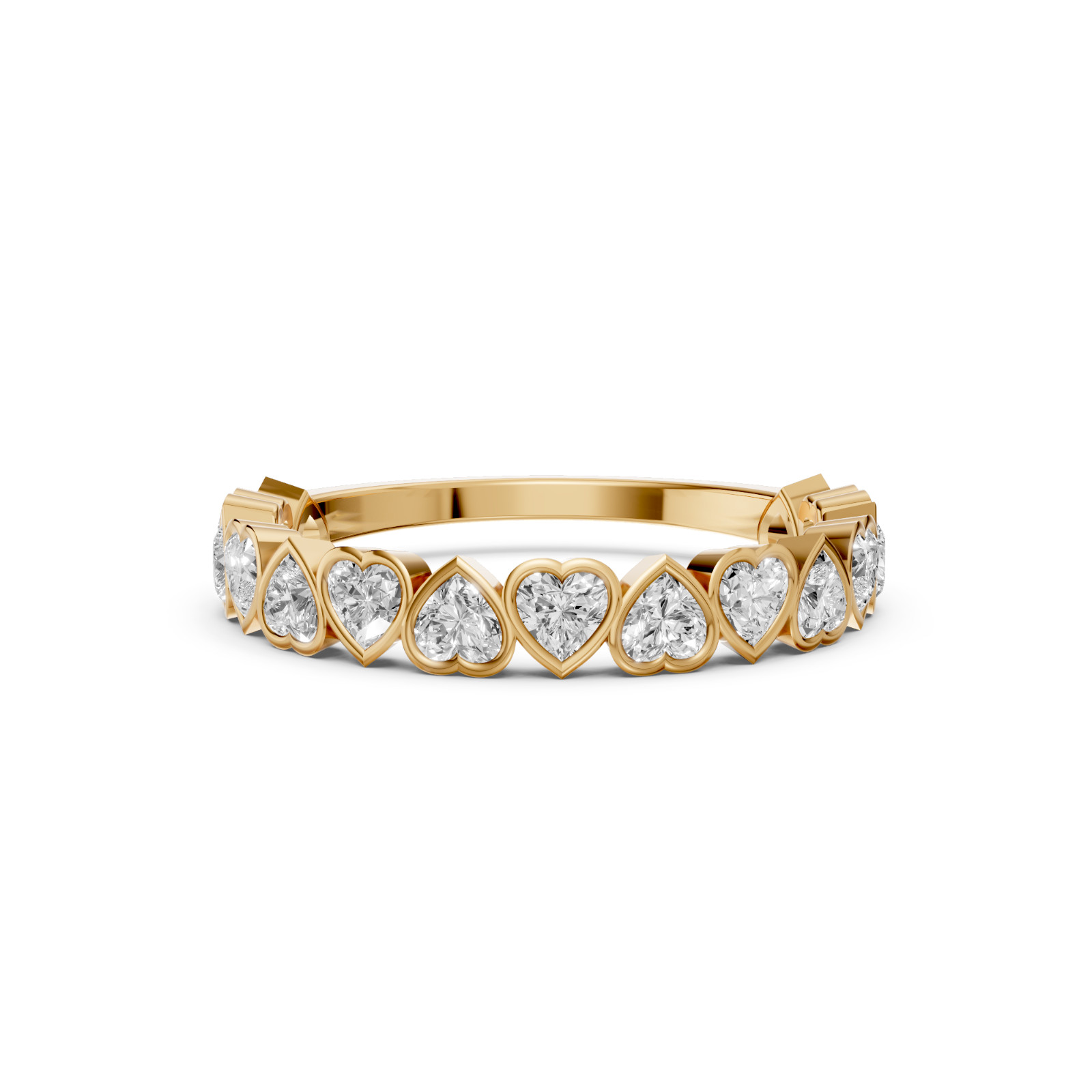 Shared Prong Set Heart Shape Lab Grown Diamond Half Eternity Stackable Band