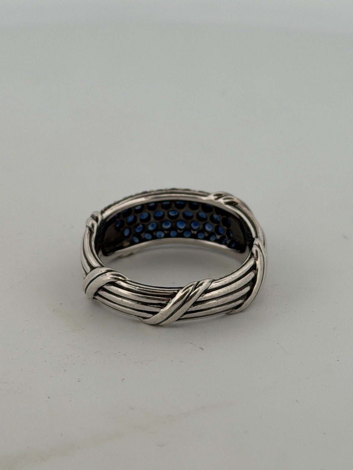 Peter Thomas Roth Signature Classic Band Ring blue sapphires sterling silver 10