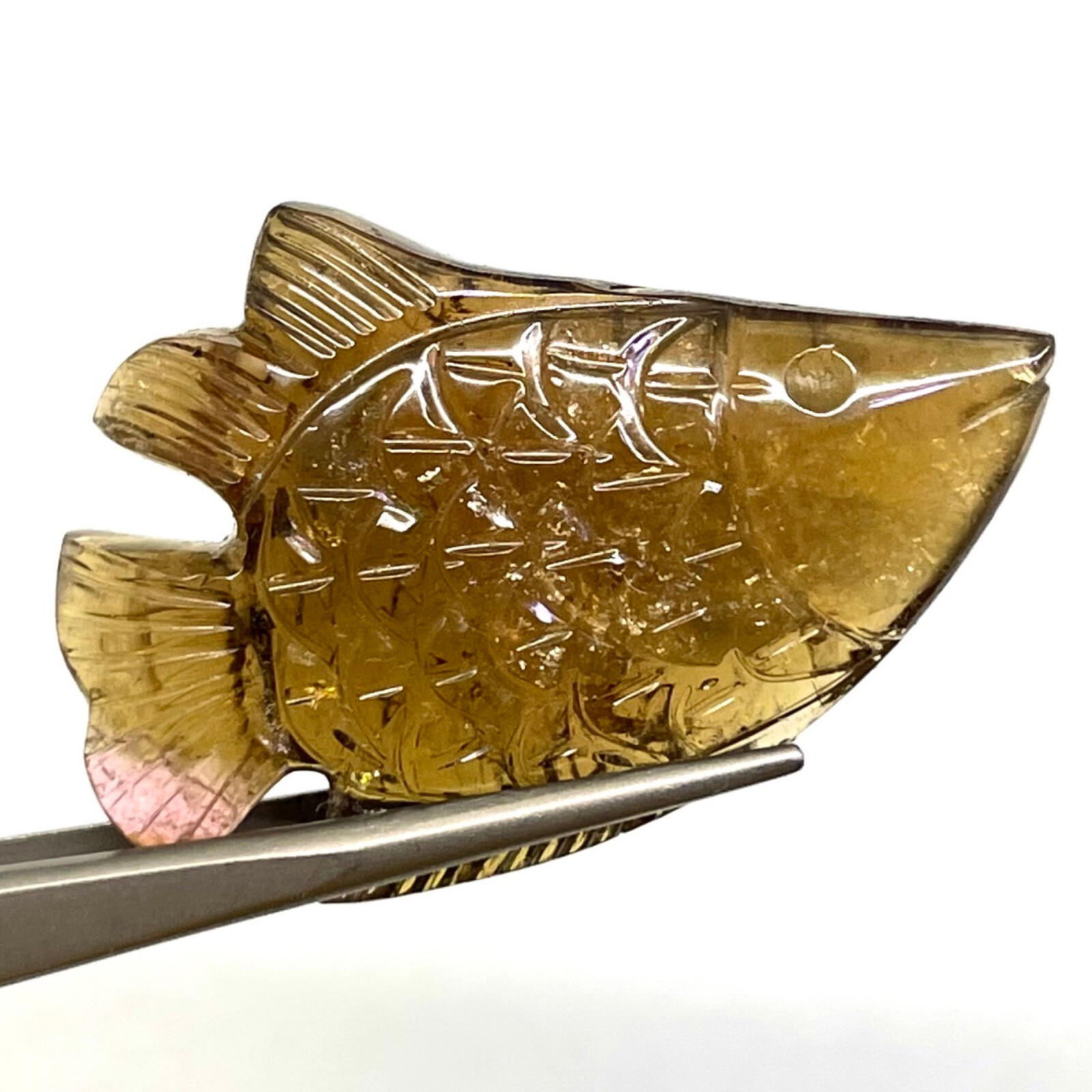 50.75 Cts Natural Tourmaline Carved Fish Untreated Magnificent Loose Gemstone