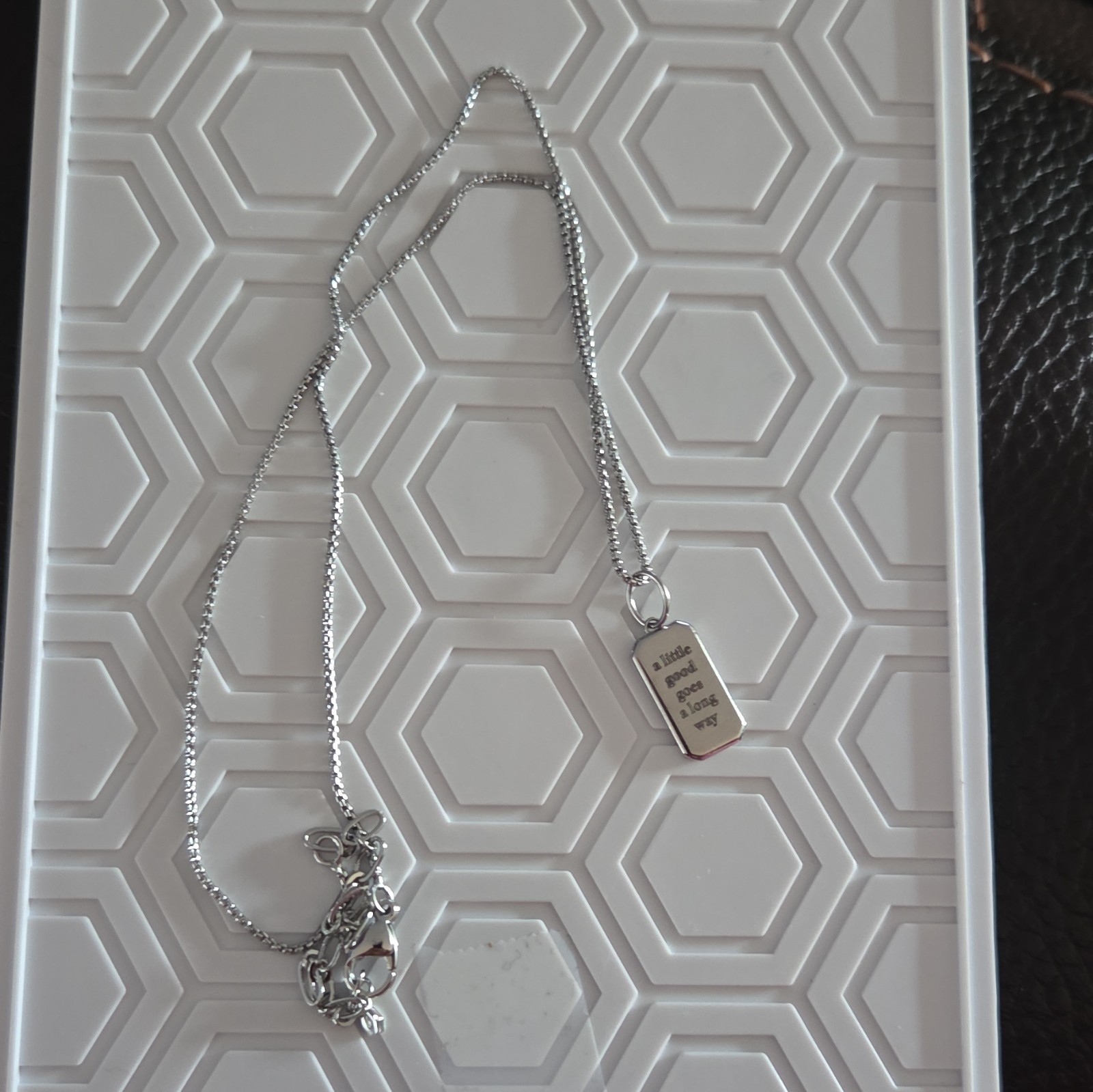 Silver Tone Engraved Inspirational Dog Tag Pendant Necklace Box Chain Lobster