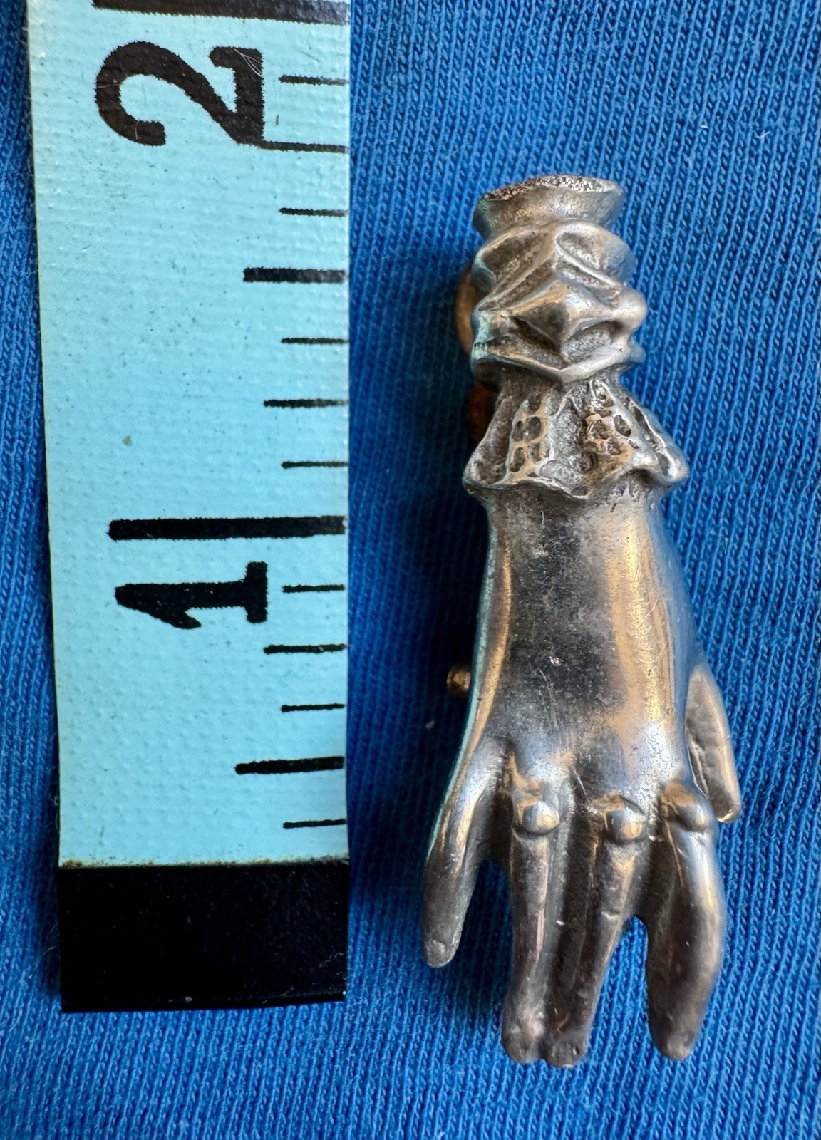 Vintage Cast Pewter Victorian sleeved Hand pin/pendant