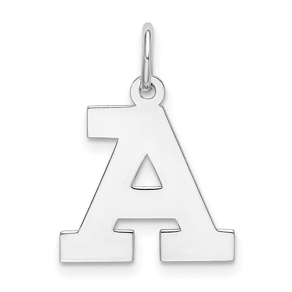 Sterling Silver Block Letter A Initial Charm Pendant 0.75″