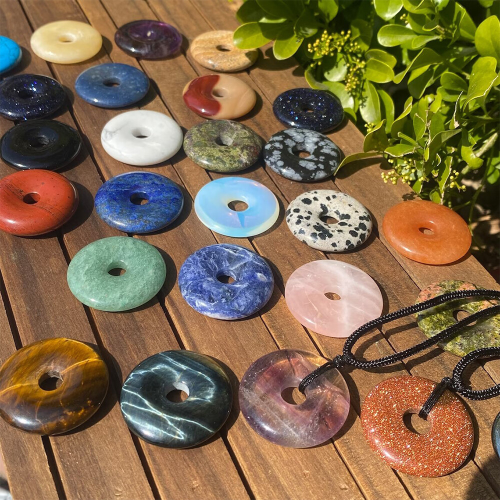 30mm Healing Crystal Peace Donut Beads Lucky Circle Donut Pendant Jewelry Making