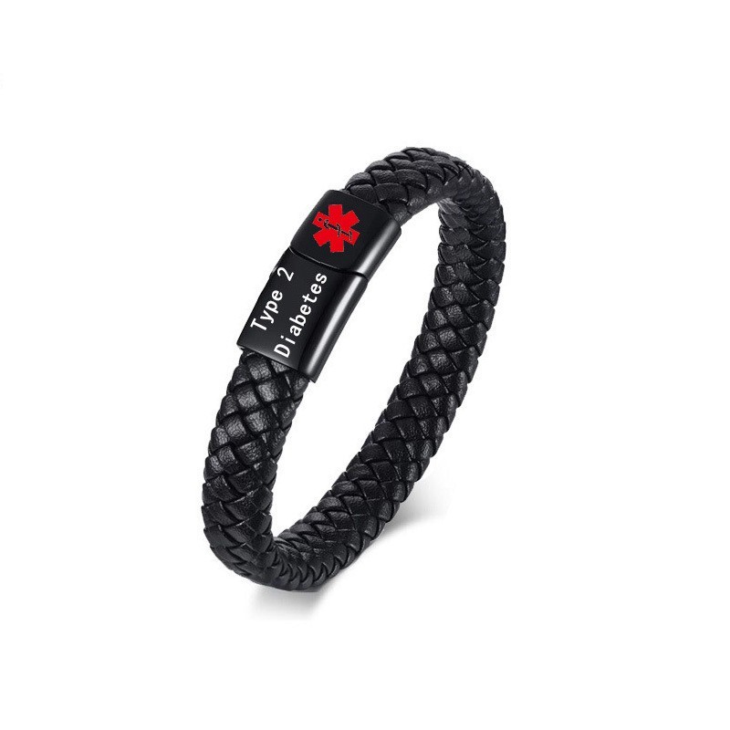 Free Engraving Medical ID Bracelet Paracord Stainless Steel Emergency Wristband