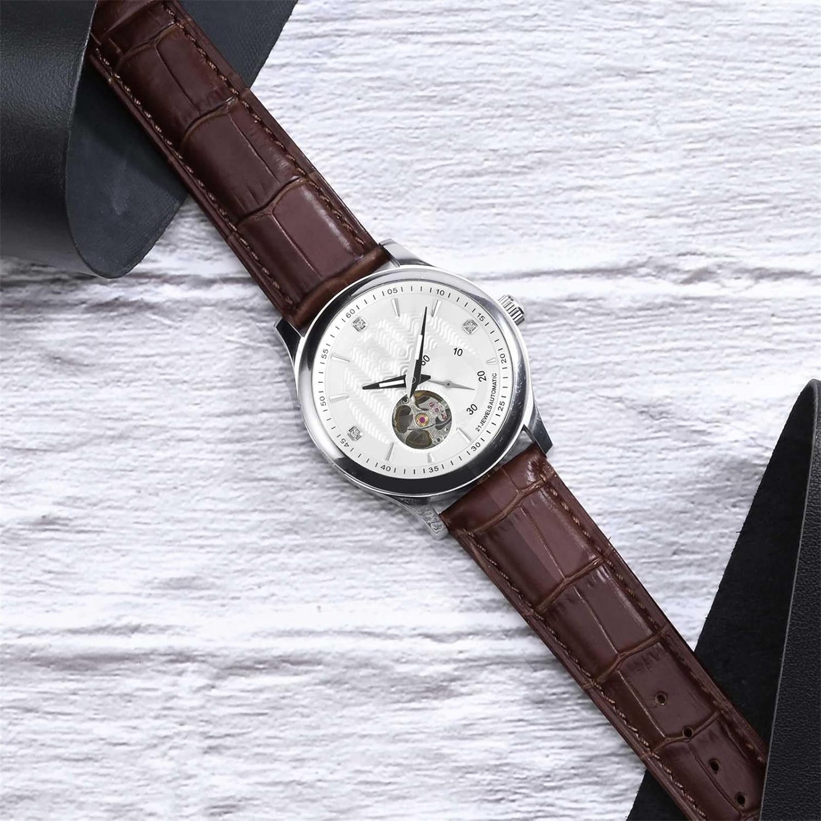 Genuine Leather Replace Stainless Steel Buckle Spare Watch Strap Width18-24mm